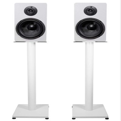 Rockville Pair RockShelf 68W White 6.5" Home Bookshelf Speakers w/29 Stands