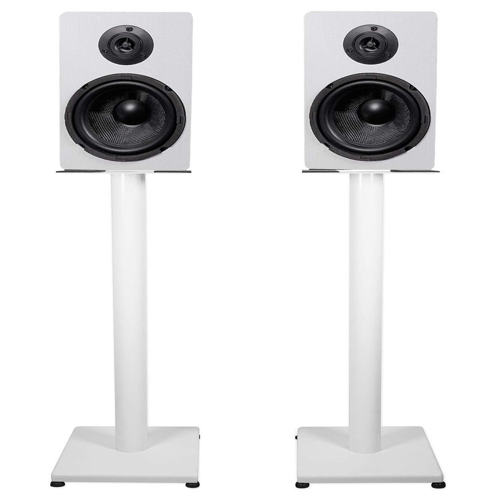 Rockville Pair RockShelf 68W White 6.5" Home Bookshelf Speakers w/29 Stands