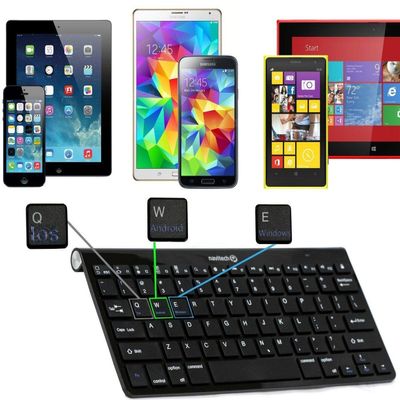 Navitech Black Wireless Multi OS Keyboard Compatible with All Android/Windows & iOS Tablets Including The Kivors 10.1 inch Android Tablet