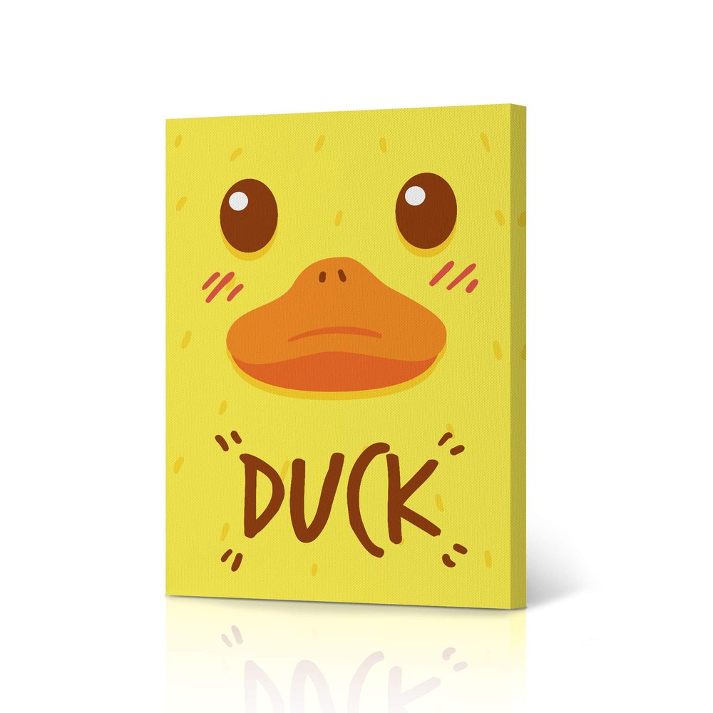 Cute Duck Face and Animal Name Lettering Nursery Decor Wall Art CANVAS PRINT Baby Girl and Baby Boy Kids Room Decor Nursery Room Decor Framed Ready to Hang-%100 Handmade in the USA-22x15
