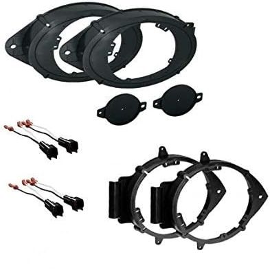 2 Pair 6" 6.5" 6.75" (or 6x9 Front) Car Speaker + Tweeter Install Mount Bracket Plates with Wire Connectors- Made for Some Chevrolet GMC GM: 2015-2024 Silverado, Sierra, Tahoe, Suburban, Yukon Etc