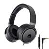 rockpapa Grade Wired Headphones with Microphone, Lightweight Foldable Stereo Bass Headphones with No-Tangle Cord & 3.5mm Jack for Adult/Kids, Laptop Tablet Airplane Chromebooks Black/Grey view 1