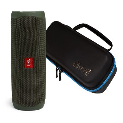 JBL Flip 5 (Green) + Bundle with divvi! Protective Hardshell Case