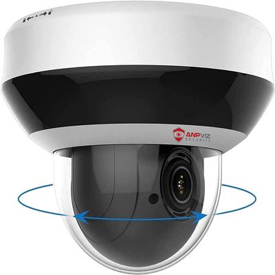 Anpviz 4MP PoE PTZ IP Camera, 4X Optical Zoom, Perimeter Protection, Human Vehicle Detection, 4MP@30fps, Dome Wired Security Camera with Audio, 350 Pan 90 Tilt, Card Slot, WDR, PTZIP204WX4IR-SU