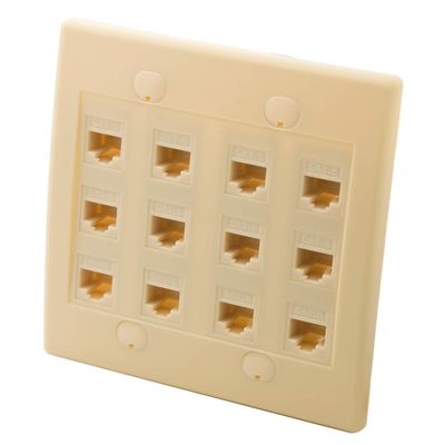 YinXiong Solid Style Ivory Color 12 Ports CAT6 RJ45 Female To Female Wall Plate