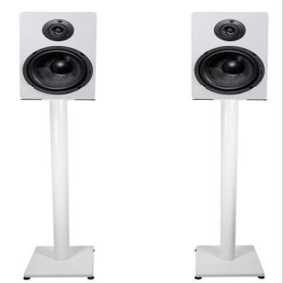 Rockville Pair RockShelf 68W White 6.5" Home Bookshelf Speakers w/37 Stands