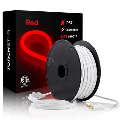 TORCHSTAR 50ft LED Neon Rope Light, Red LED Strip Lights