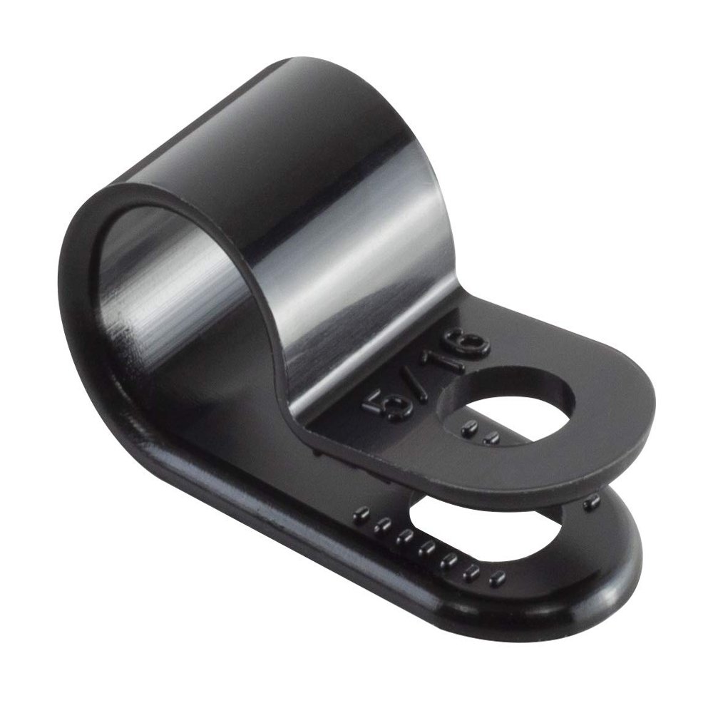 GTSE Black Nylon Plastic Cable Clamps, 5/16" Screw Mounts for Cable, Rope, Tube Management, 100 Pack