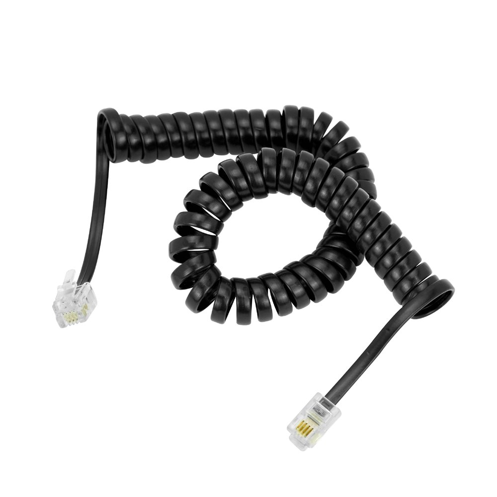 RJ11 4P4C Modular Telephone Handset Cable Receiver Coil Cord Wire (7 Feet, black)