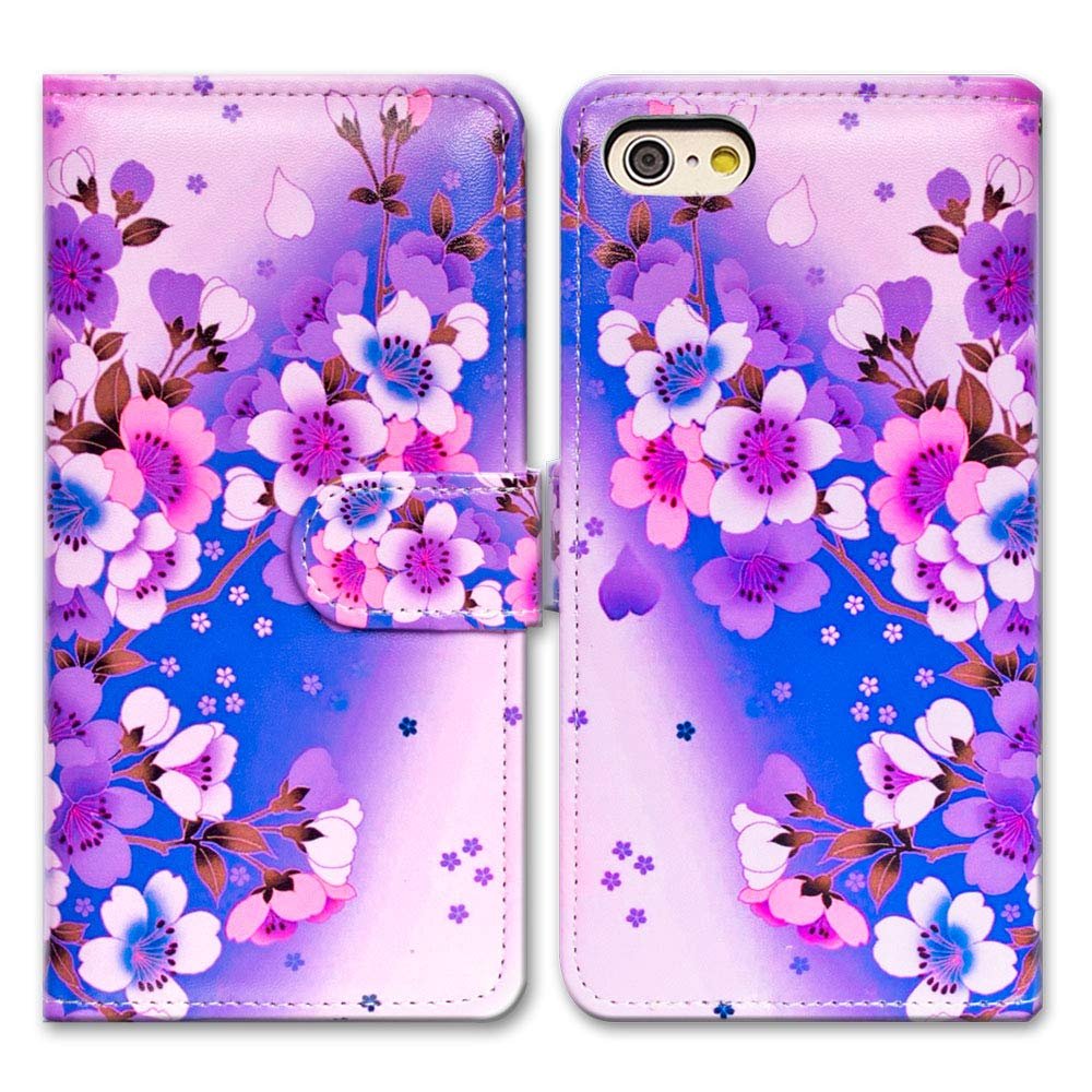 Bcov Case for iPod Touch 7/iPod Touch 6,Bcov Purple Cherry Blossom Wallet Flip Leather Cover Case with Credit Card ID Card Slot Holder Kickstand for iPod Touch 7/6/5