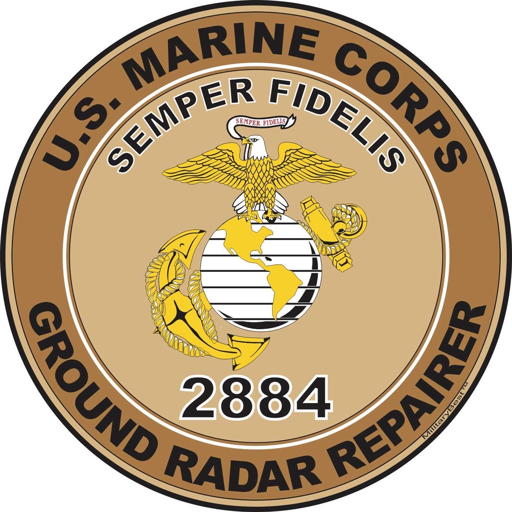 U.S.M.C. MOS 2884 Ground Radar Repairer Decal 3.8" - Desert Tan