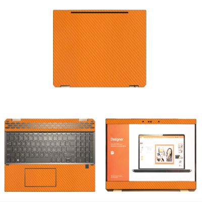 Decalrus - Protective Decal for HP Spectre X360 15-DF0033DX (15.6" Screen) Laptop Orange Carbon Fiber Skin case Cover wrap CFhpSpectre15_DF0033dxOrange