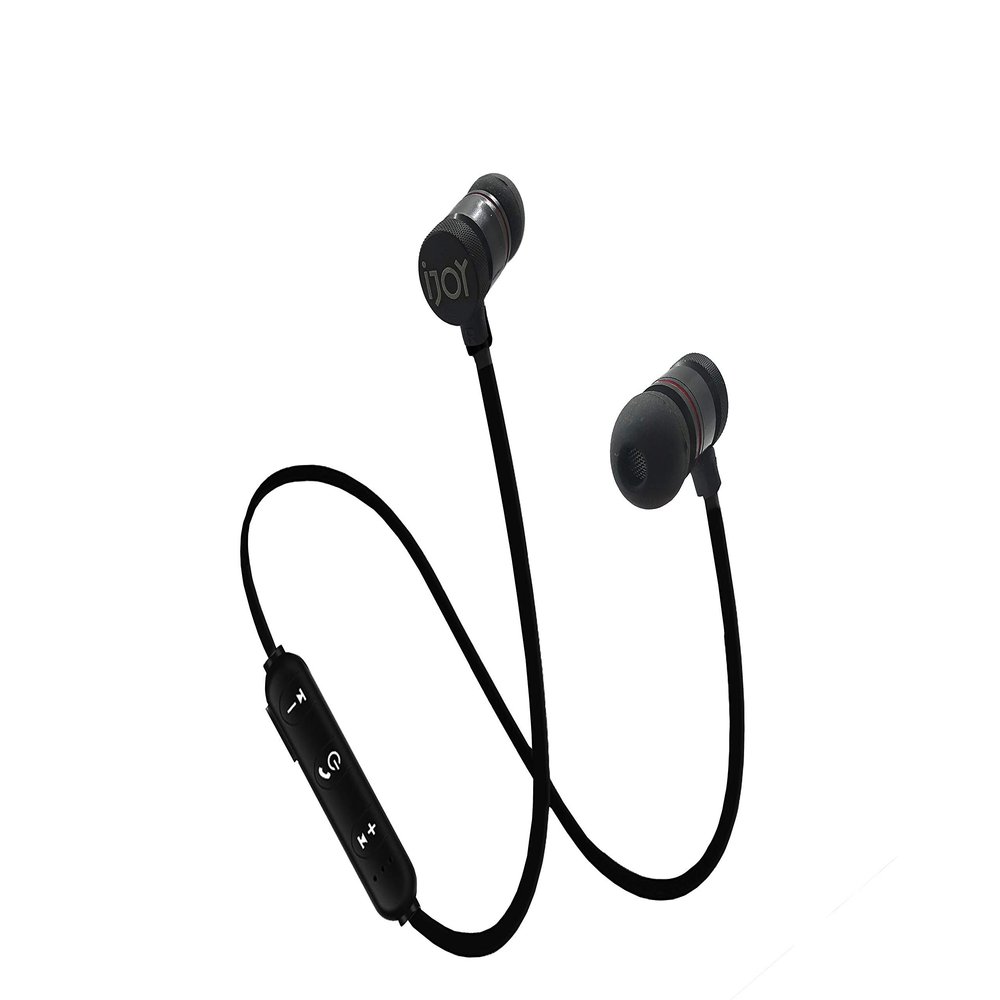 iJoy Bluetooth Wireless Sport Earbuds IPX4 Sweatproof Sport Headphones with Microphone, Noise Cancelling Earphones, Noise Cancelling Headset for Workout, Running, Gym (Black)