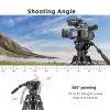 Cayer BV25LH Video Tripod System, 74 inch Carbon Fiber Professional Heavy Duty Camera Tripod Kit, Twin Tube Tripod Leg with Fluid Drag Head, 2 Pan Bar Handles, Max Loading 17.6LB view 2