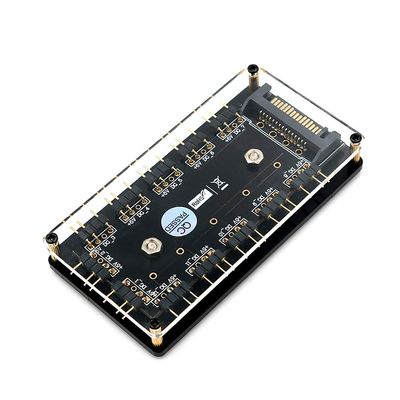 12 Way 5V RGB LED Splitter Hub with PMMA Case and Magnetic Standoff for ASUS/MSI 5V 3pin LED Controller
