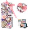 STENES Bling Wallet Case Compatible with LG K10 / LG Premier LTE - Stylish - 3D Handmade Crystal Bowknot Key Rose Bag Crown Magnetic Wallet Design Leather Cover Case - Pink view 1