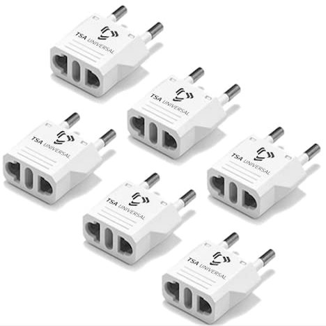United States to Tajikistan Travel Power Adapter to Connect North American Electrical Plugs to Tajik Outlets for Cell Phones, Tablets, eReaders, and More (6-Pack, White)
