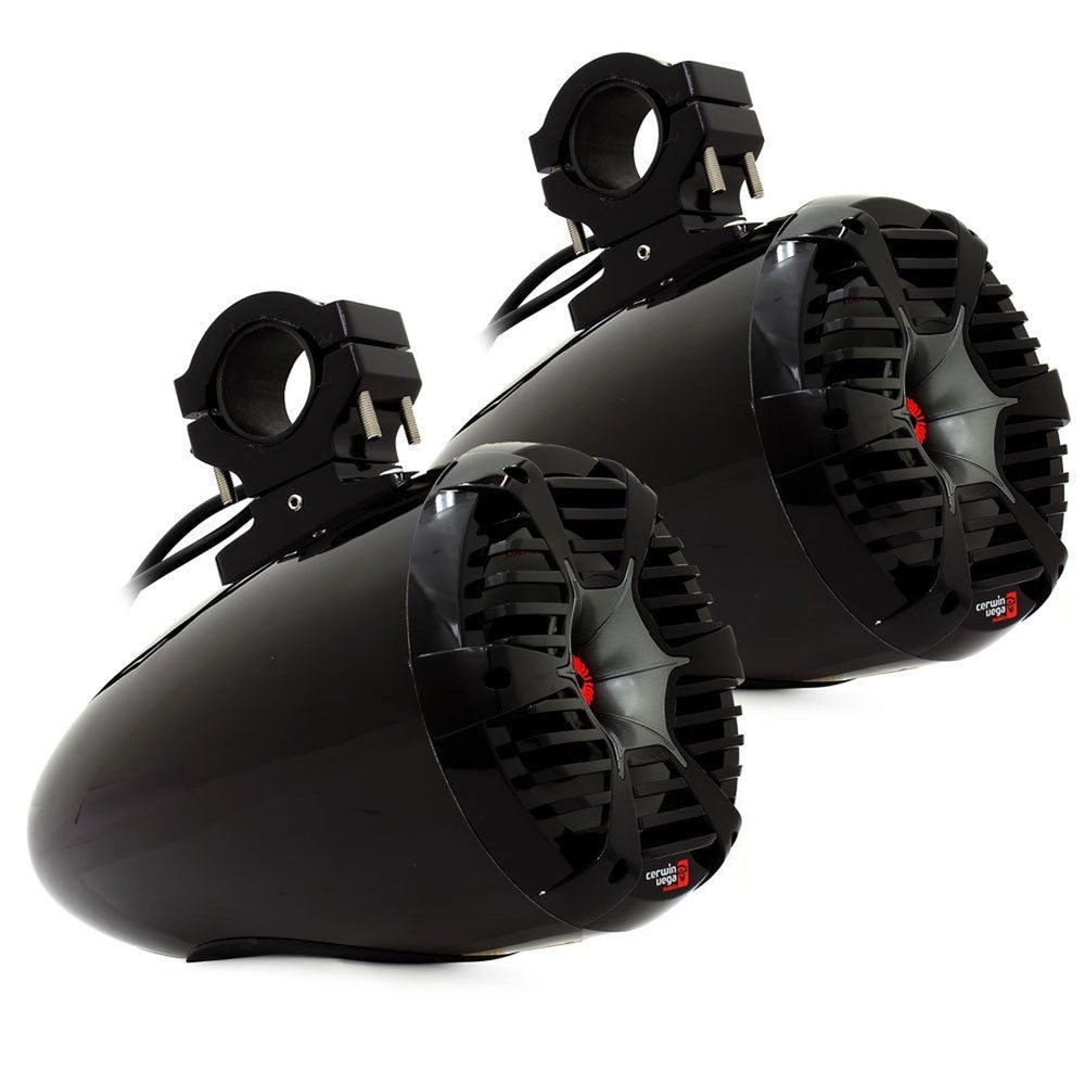 CERWIN-VEGA! SPMT8SB 8" Stroker Pro Series 3-Way Marine Tower Speaker, Matte Black 2-Way Wakeboard Tower Speaker 100W RMS