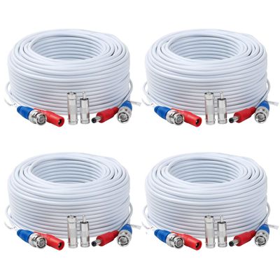 4 Pack 100 Ft Tainston BNC Video Power Cable BNC Extension Wire Video Security Camera Cord with Connectors for CCTV Camera DVR Surveillance System