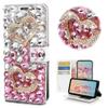 STENES Bling Wallet Case Compatible with LG Stylo 2 - Stylish - 3D Handmade Crystal Heart Magnetic Wallet Design Leather Cover Case - Pink view 1