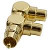 BNKENX 2PCS RCA Splitter Adapter Male to Two Female Right Angle Plug Audio Video Connector Copper Gold Plated AV Splitter view 2