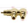BNKENX 2PCS RCA Splitter Adapter Male to Two Female Right Angle Plug Audio Video Connector Copper Gold Plated AV Splitter view 3