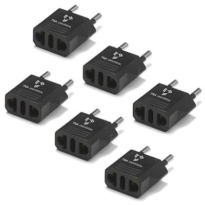 United States to Eritrea Travel Power Adapter to Connect North American Electrical Plugs to Eritrean Outlets for Cell Phones, Tablets, eReaders, and More (6-Pack, Black)