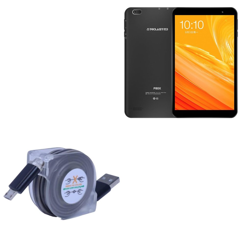 BoxWave Cable Compatible with Teclast P80X 4G - miniSync, Retractable, Portable Sync Cable