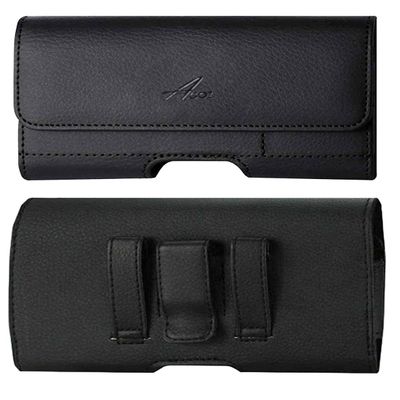 Agoz Premium Leather Pouch Wallet Belt Clip Case Holster with ID Card Cash Holder For SkyGolf SkyCaddie SX500 SkyCaddie SX550 Golf GPS Cover (6.1" x 3" x 0.5" inch) (Horizontal Leather With Card Slot)