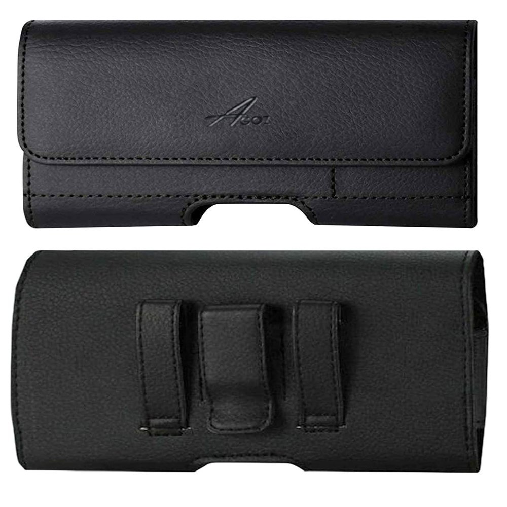 Agoz Premium Leather Pouch Wallet Belt Clip Case Holster with ID Card Cash Holder For SkyGolf SkyCaddie SX500 SkyCaddie SX550 Golf GPS Cover (6.1" x 3" x 0.5" inch) (Horizontal Leather With Card Slot)
