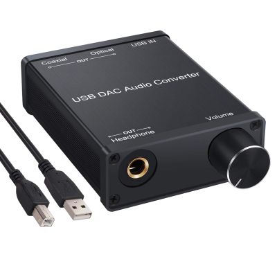 LiNKFOR USB DAC and Headphone Amplifier, Coaxial/Optical/6.35mm Headphone Output, USB to Coaxial S/PDIF Digital to Analog Converter Comaptible with Windows XP 7 10 and Mac PS4 PS3
