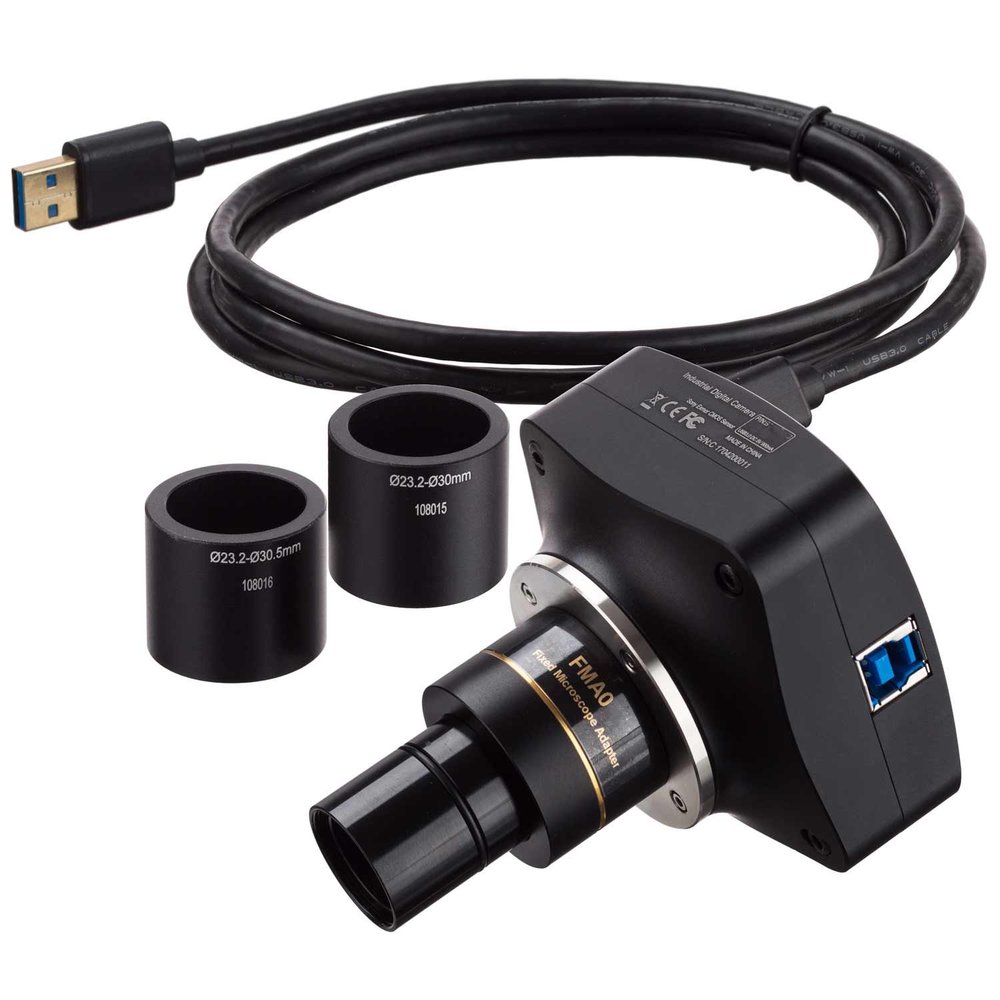 AmScope 3.1MP Global-shutter Low-light USB3.0 C-mount Microscope Camera with Calibration Slide