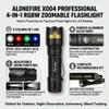 ALONEFIRE X004 Multicolor RGBW Flashlight with White Red Green Blue Light view 2