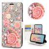 STENES Bling Wallet Case Compatible with LG Stylo 2 - Stylish - 3D Handmade Crystal Rose Crown Bowknot Flowers Magnetic Wallet Design Leather Cover Case - Pink view 1