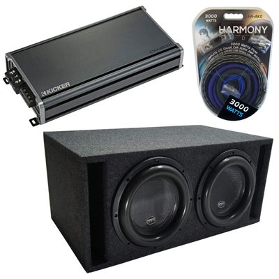 Harmony Audio HA-ML151 Bundle with 2X15VMBASS Universal Dual 15" Slot Ported Sub Box Enclosure HA-AK0 Install Kit 46CXA18001 Mono Class D 1800W RMS Amp Monolith 1600W RMS Dual 1 Ohm Subwoofers