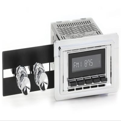 Retro Manufacturing Long Beach Radio with Chrome Face, Black Pushbuttons, Bezel & Knobs Kit LCB-M4-105-251-09-74