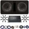 KICKER 48DCWR122-RS Universal Car Trunk Dual 12" CompR Series 1000W RMS 2 Ohm Loaded Sub Enclosure, 43CXA12001-RS Mono CX Series Class D 1200W Sub Amp and HA-AK4 1800W Amp Install Kit - Refurbished view 1