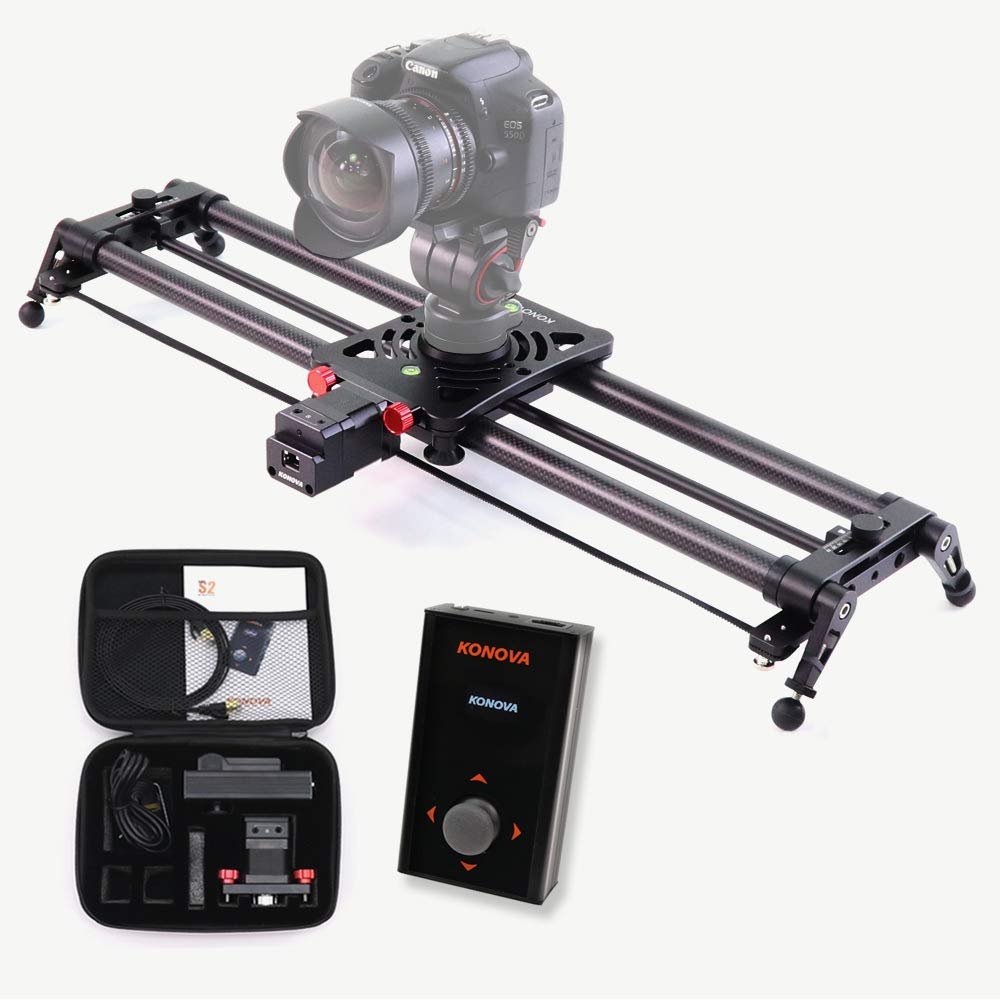KONOVA Motorized Slider P1 Series Carbon Slider Dolly with S2 for Parallax Panorama Shot and Supports Camera, Mobile Phone, DSLR, Mirrorless with Bag (80cm (31.5 inch))