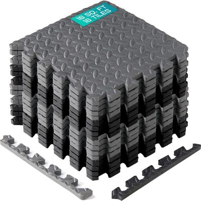 Yes4All EVA Interlocking Mats, Puzzle Floor Tiles, Foam Floor Padding with Border for Furniture, Home Space, Living Room, Garage 11,15,32,99 SQFT