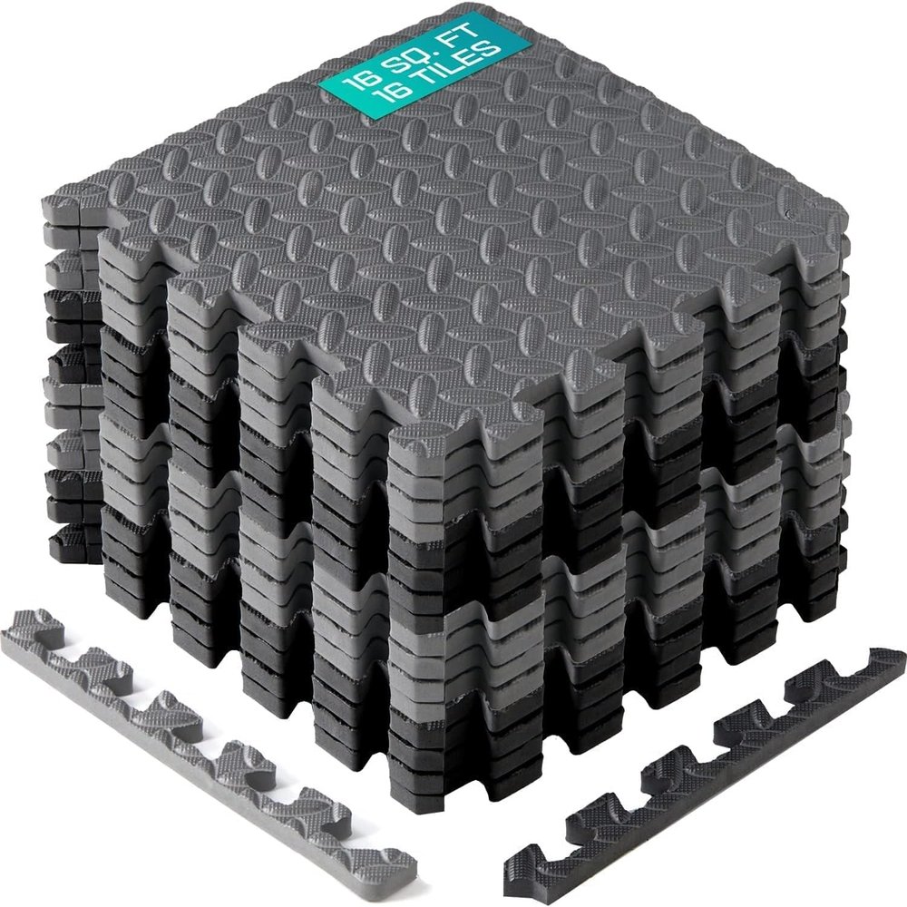 Yes4All EVA Interlocking Mats, Puzzle Floor Tiles, Foam Floor Padding with Border for Furniture, Home Space, Living Room, Garage 11,15,32,99 SQFT