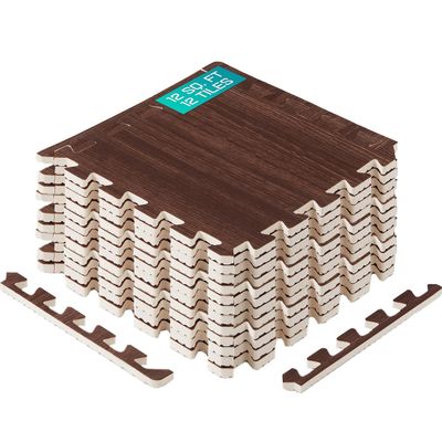 Yes4All EVA Interlocking Mats, Puzzle Floor Tiles, Foam Floor Padding with Border for Furniture, Home Space, Living Room, Garage 11,22,32 SQFT