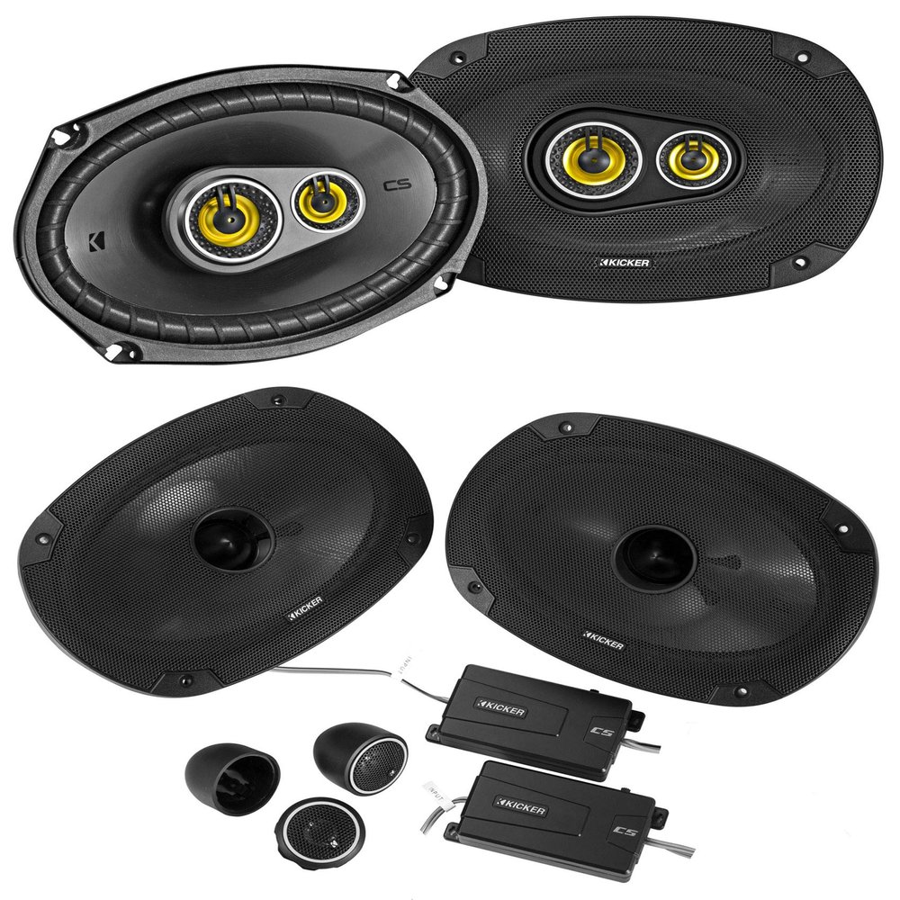 KICKER Pair 46CSS694 6x9 900 Watt Component+(2) 46CSC6934 Coaxial Car Speakers