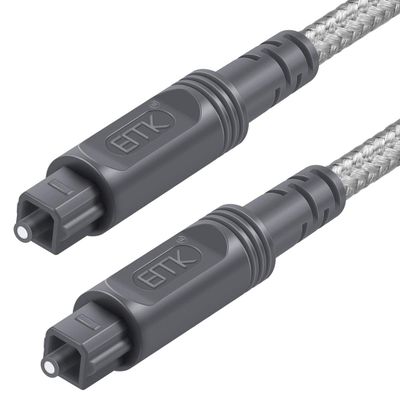 Digital Optical Audio Cable Toslink Cable - [Cotton Braided Jacket,Durable and Flexible] EMK Fiber Optic Cord for Home Theater, Sound bar, TV, PS4, Xbox & More (26Feet/8M)