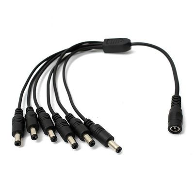 BLL 1 Female to 6 Male DC 6 Way Cable Splitter 5.1mm X 2.1mm 12V 24V DC Power Splitter Cable for CCTV Security Camera LED Strip
