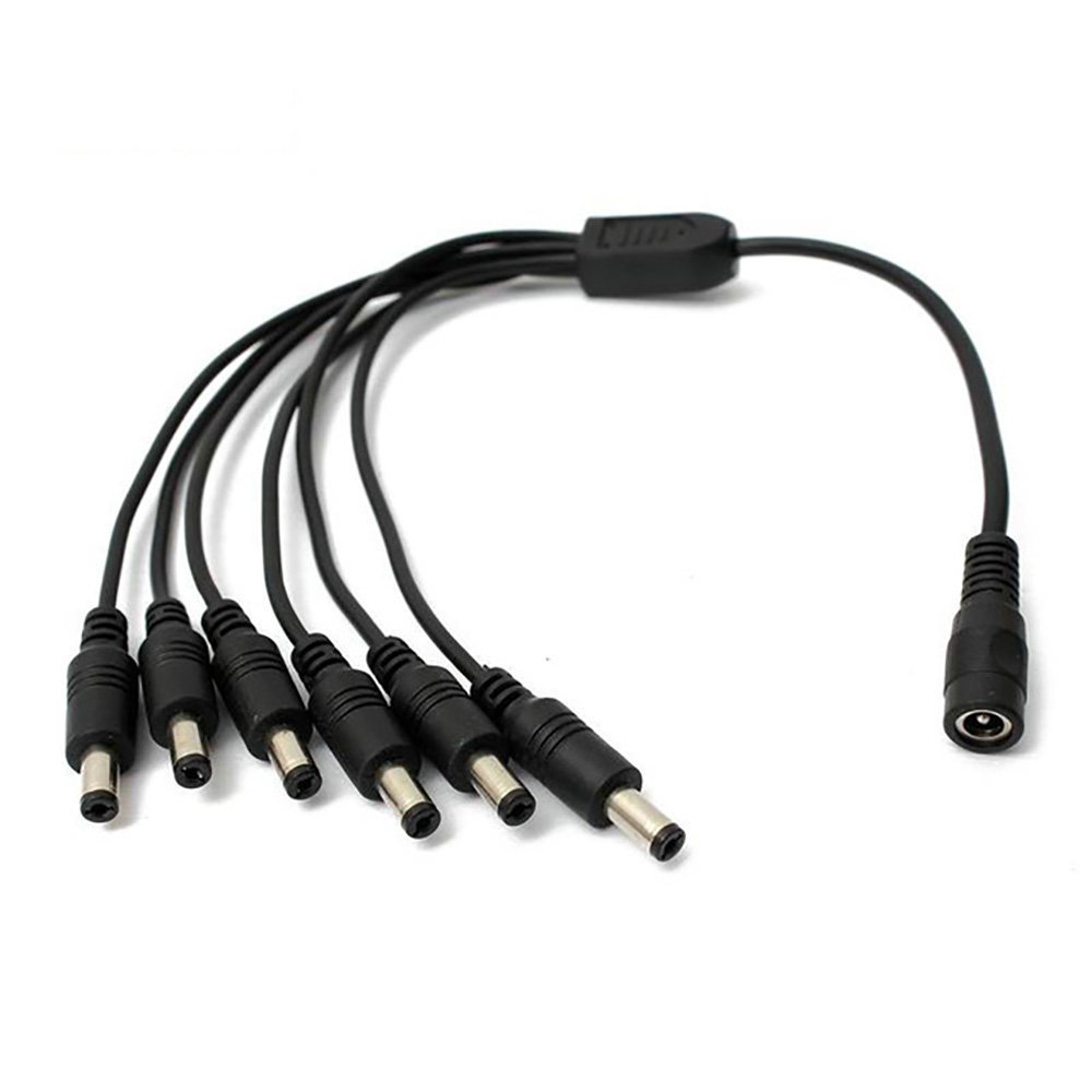 BLL 1 Female to 6 Male DC 6 Way Cable Splitter 5.1mm X 2.1mm 12V 24V DC Power Splitter Cable for CCTV Security Camera LED Strip