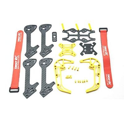 Part & Accessories Tinsly S50 Big Shark 215mm 5 Inch 4mm Arm Thickness Frame Kit w/ 5V & 12V PDB For RC Modesl Multicopter Camera Motor - (Color: Gold)