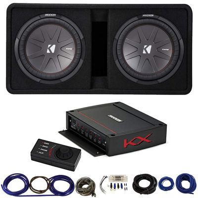 KICKER 48DCWR122 12" CompR Enclosure w/ CXA1200.1 Amp & Install Kit