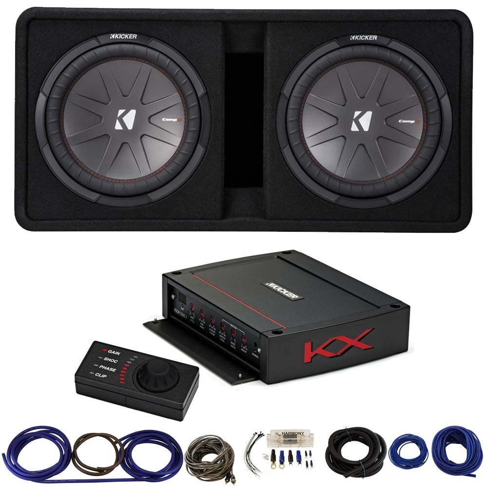 KICKER 48DCWR122 12" CompR Enclosure w/ CXA1200.1 Amp & Install Kit