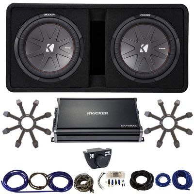 KICKER 48DCWR122 12" CompR Box w/ 46CXA12001 Amplifer Grills Bass Knob & Kit