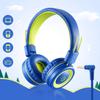 noot products Kids Headphones with Microphone K12 Stereo 5ft Long Cord with 85dB/94dB Volume Limit Wired On-Ear Headset for iPad/Amazon Kindle,Fire/Toddler/Boys/Girls/School(Blue/Lime) view 2